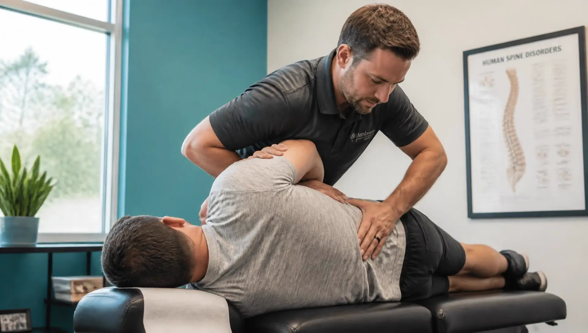 Chiropractor performing a spinal adjustment on a patient at a Power Health Colorado clinic
